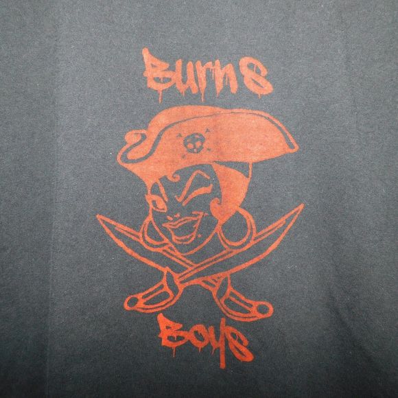 Burns Boys Tee Shirt Adult L Pirate Graphic Logo Faded Black Short Sleeve Casual - Picture 4 of 6